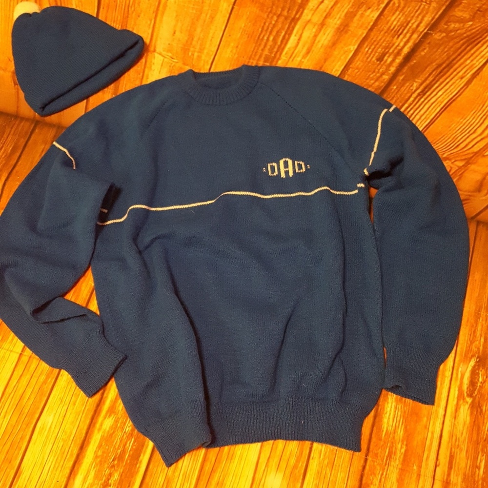 70s DAD crewneck sweater Knit cap oversized unisex  Pride  holiday L
